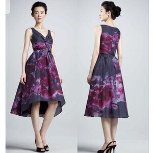 Lela Rose x Target Silk Purple Watercolor Floral Ballroom Hi-Lo Dress Size 12